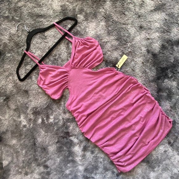 Liberty Love Kami Ruched Shimmer Cutout Dress